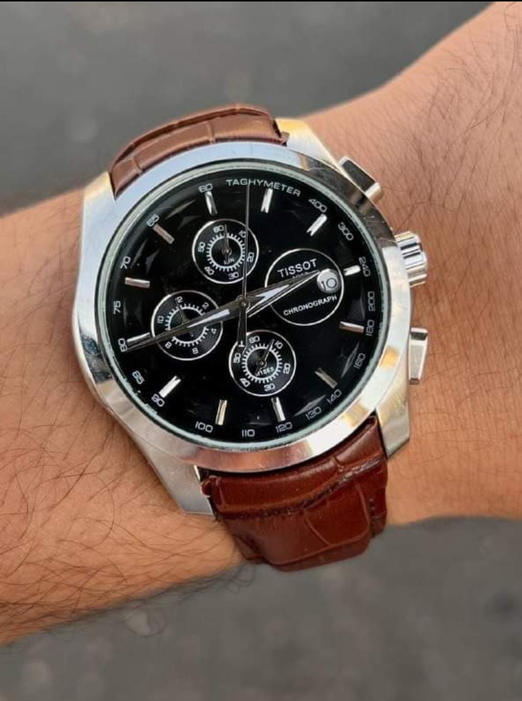 TISSOT TS-3833 Chronograph Brown Leather Watch for Men