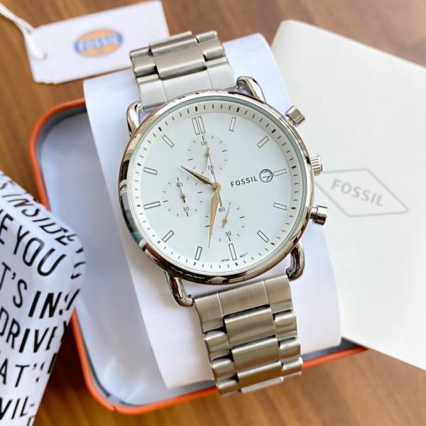 FOSSIL COMMUTER Silver Stainless Steel Strap Watch For Men
