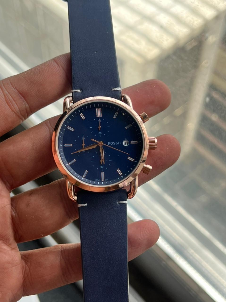 Fossil Commuter Blue Dial with Blue Leather Strap