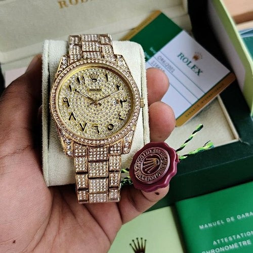ROLEX ARABIC Gold Dial Watch For Men's And Women's