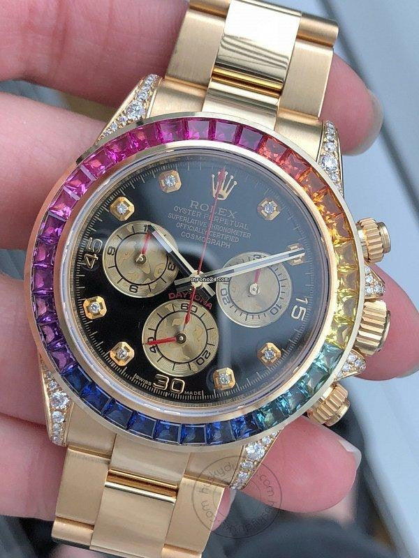 Rolex rainbow Golden Chronograph watch