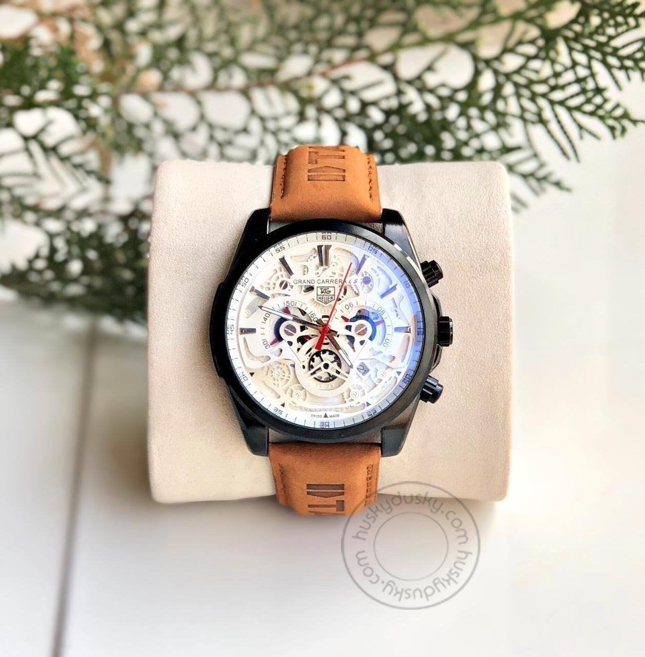 TAG HEUER CR7 Diagno Brown Tan Chronograph Multi Dial Leather Mens Watch
