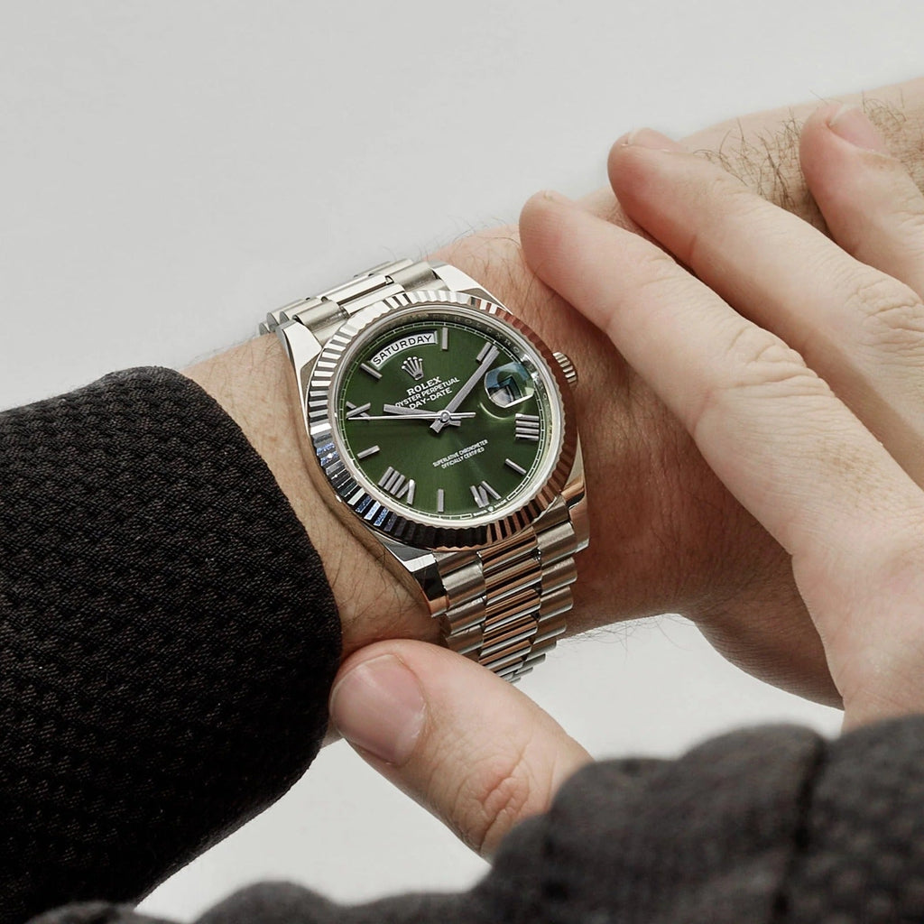 ROLEX OYSTER PERPETUAL (AUTOMATIC) Day-Date Olive Green Dial For Men