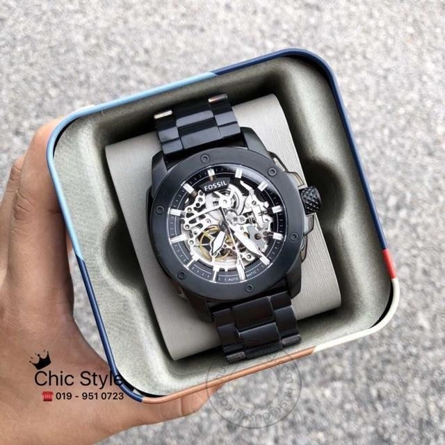FOSSIL SKELETON Black Automatic Men's Watch