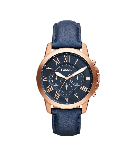 FOSSIL CHRONOGRAPH Blue Dial Leather Men's Watch For Man