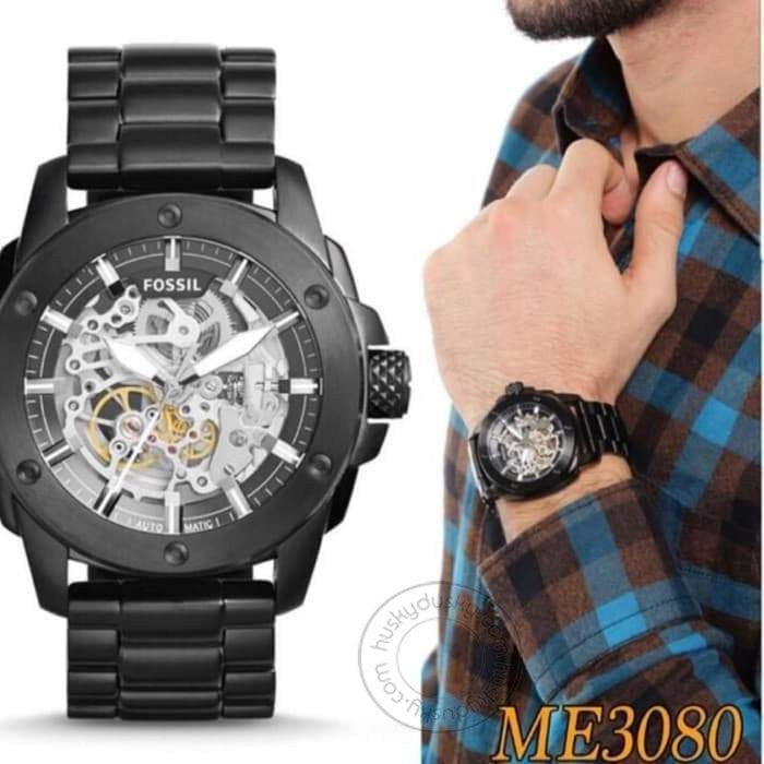FOSSIL SKELETON Black Automatic Men's Watch
