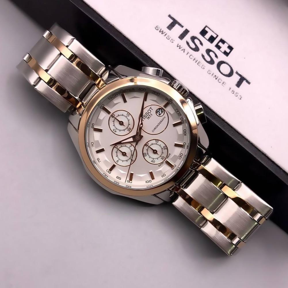 TISSOT Chronograph Dual Tone Watch for Man Silver Rose Gold