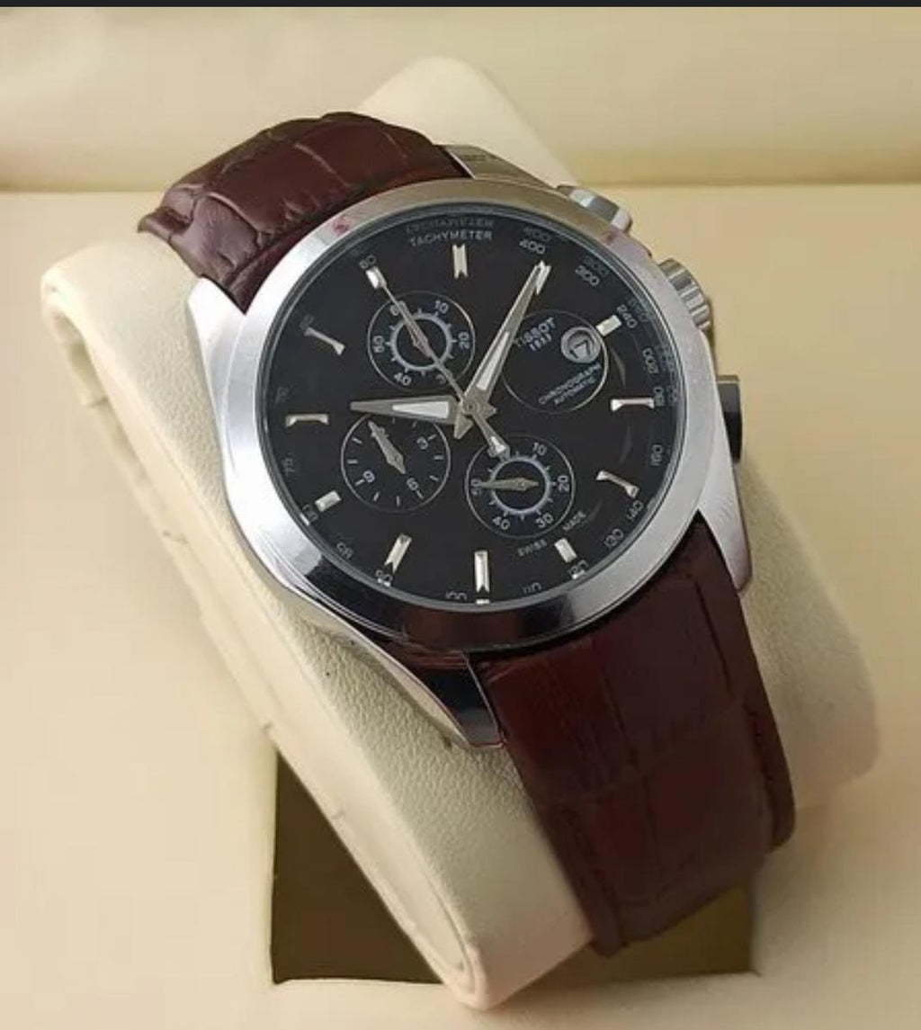 TISSOT TS-3833 Chronograph Brown Leather Watch for Men