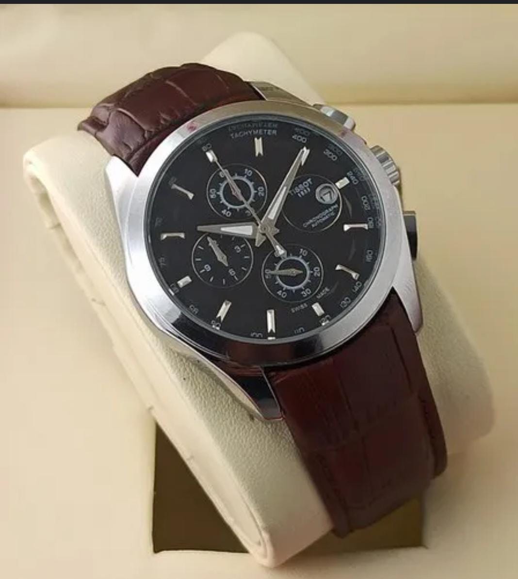 TISSOT TS-3833 Chronograph Brown Leather Watch for Men