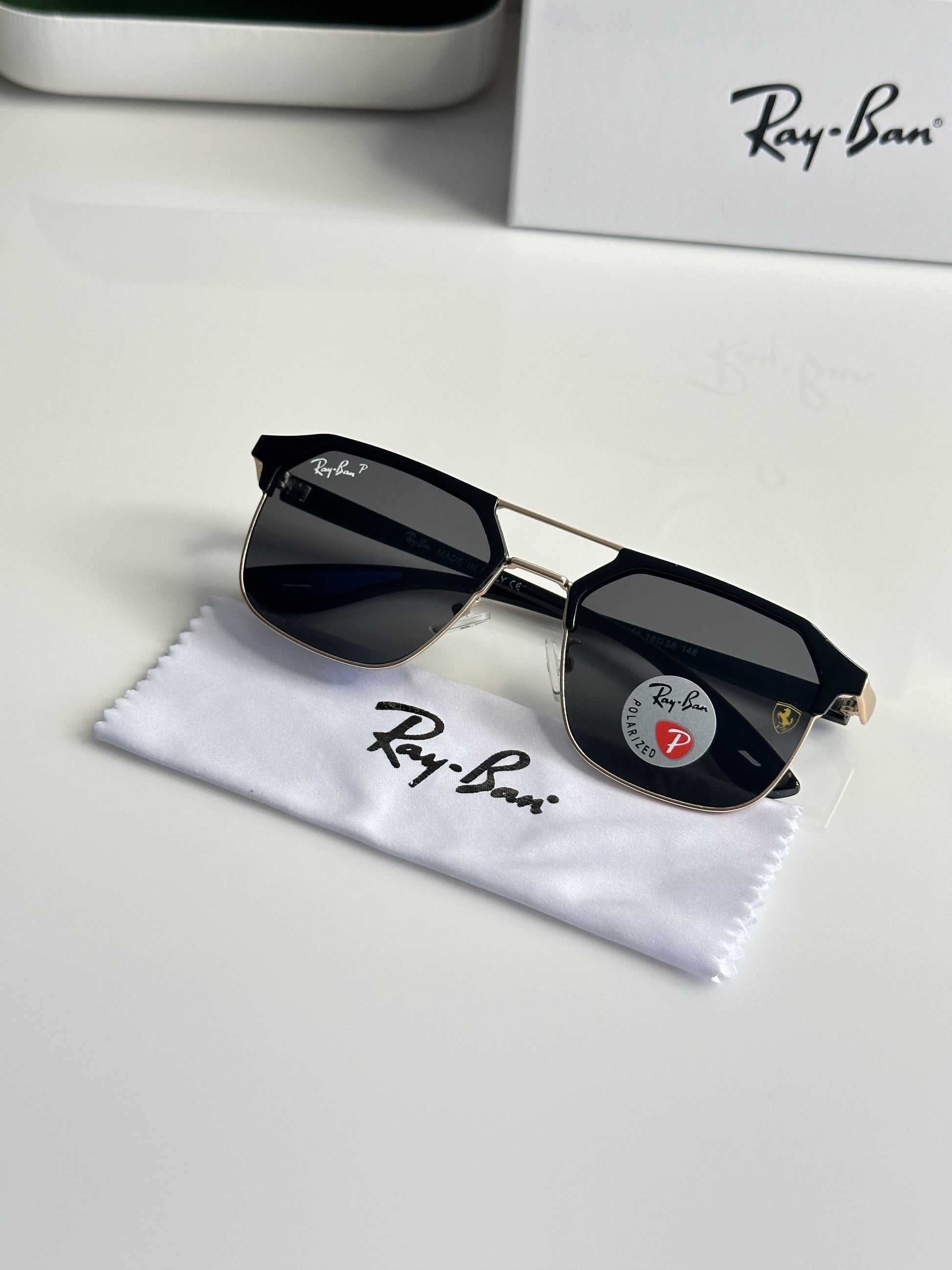 Rayban Gold Black with original box and kit