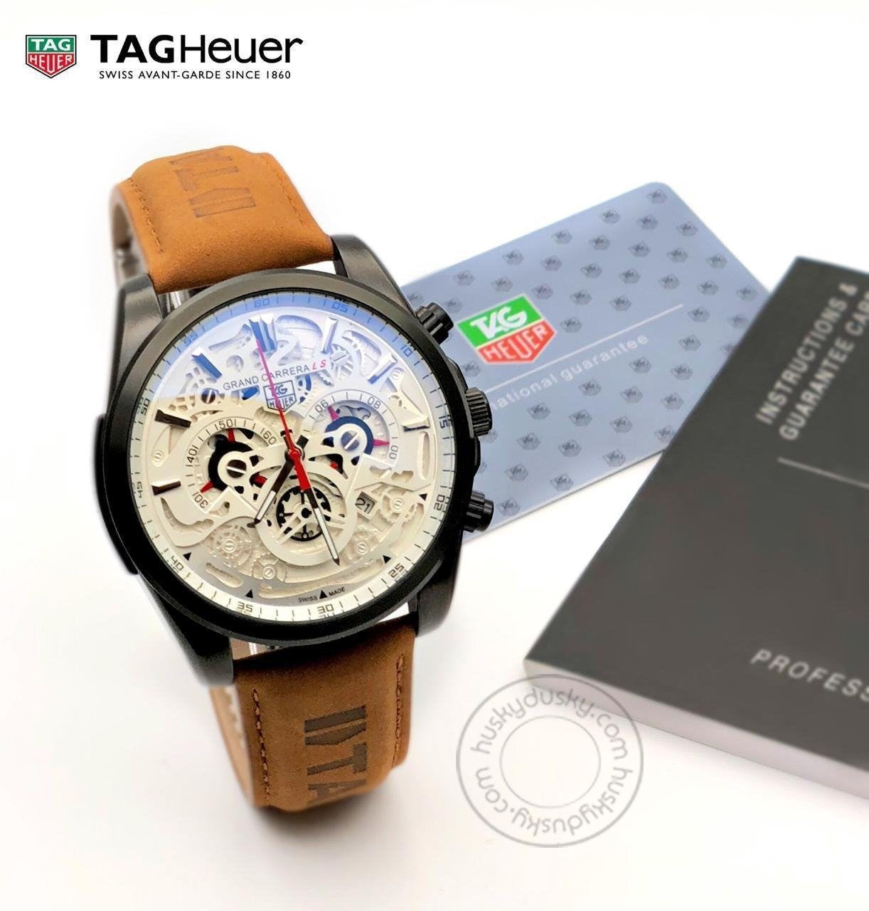 TAG HEUER CR7 Diagno Brown Tan Chronograph Multi Dial Leather Mens Watch