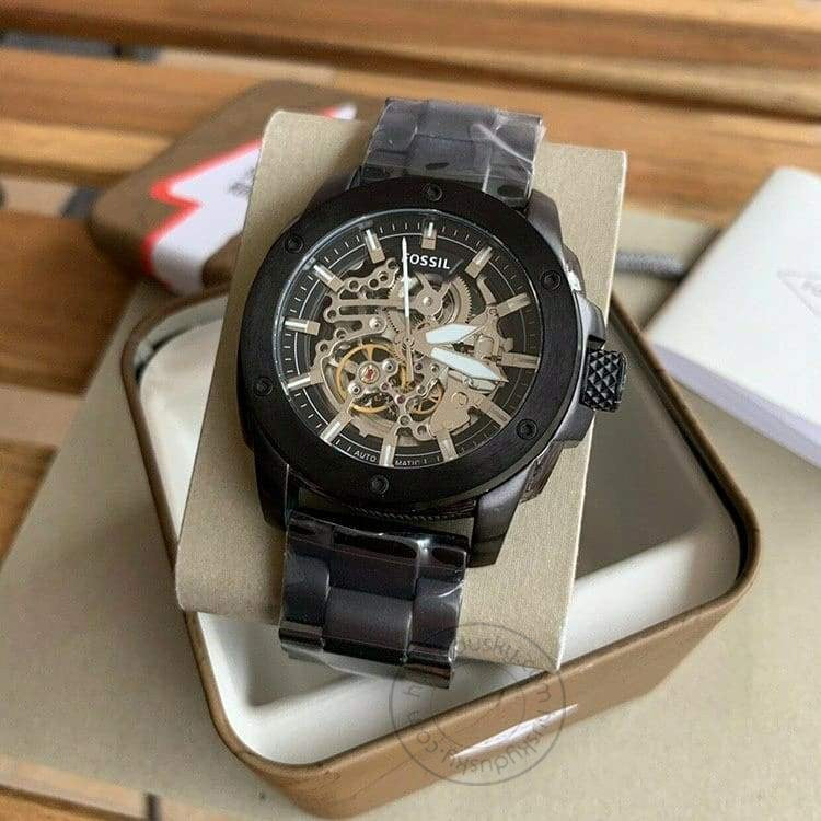FOSSIL SKELETON Black Automatic Men's Watch