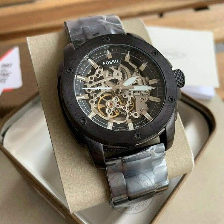 FOSSIL SKELETON Black Automatic Men's Watch