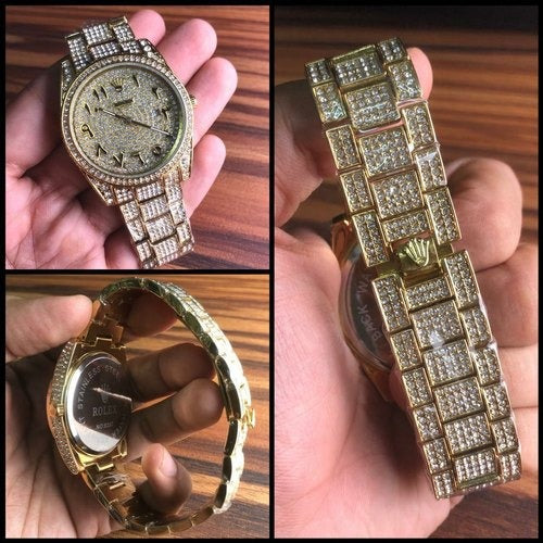 ROLEX ARABIC Gold Dial Watch For Men's And Women's