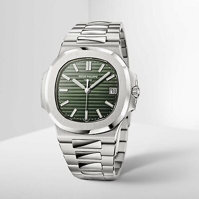 PATEK PHILIPPE Nautilus Mad Watch Quartz Movement Green Dial Dated Watch For Men's