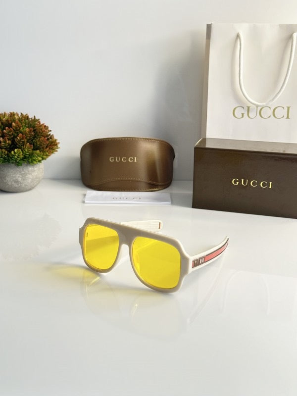 GUCCI 0255 Cream Yellow sunglasses With Original Box & Kit
