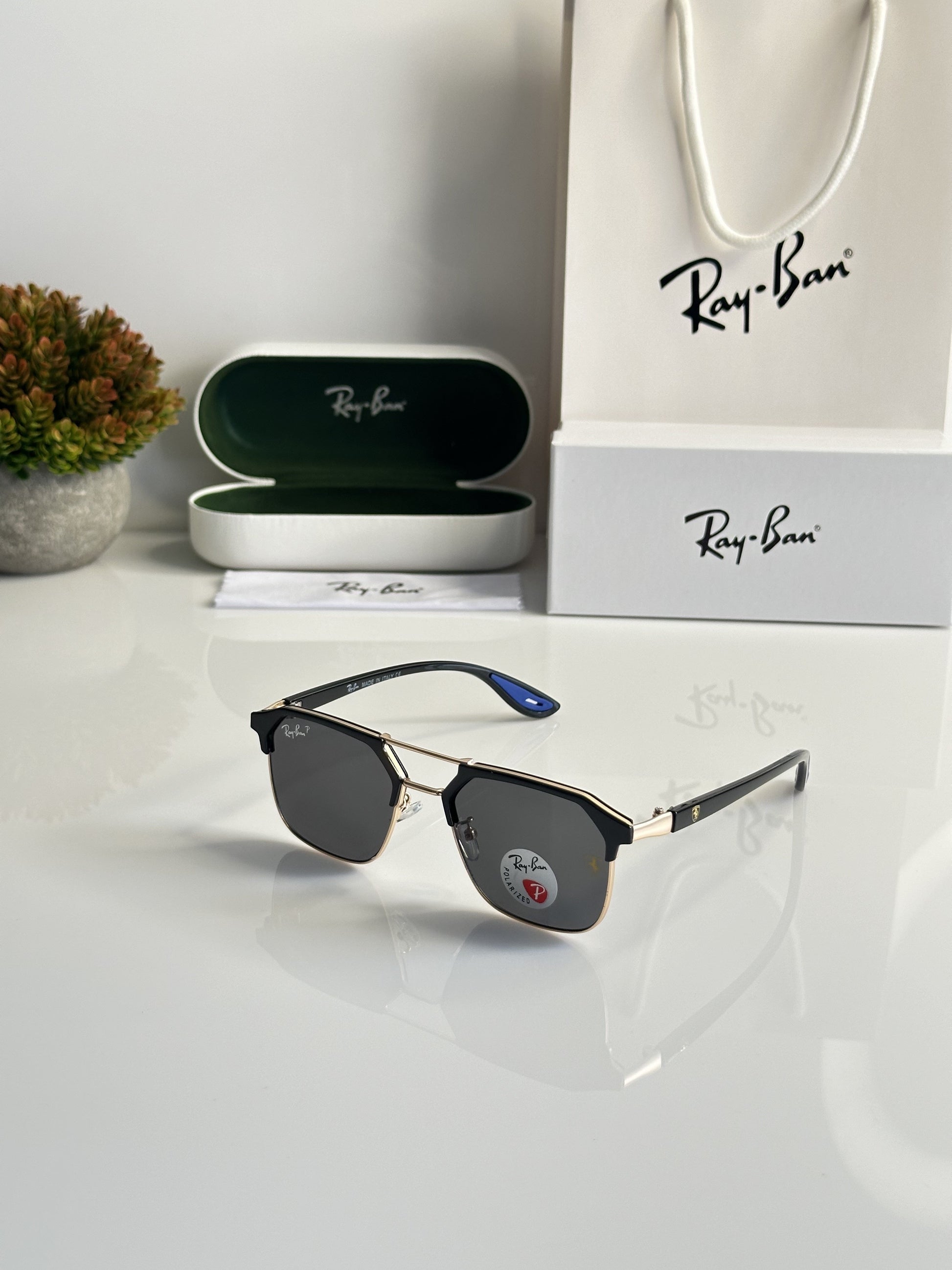 Rayban Gold Black with original box and kit