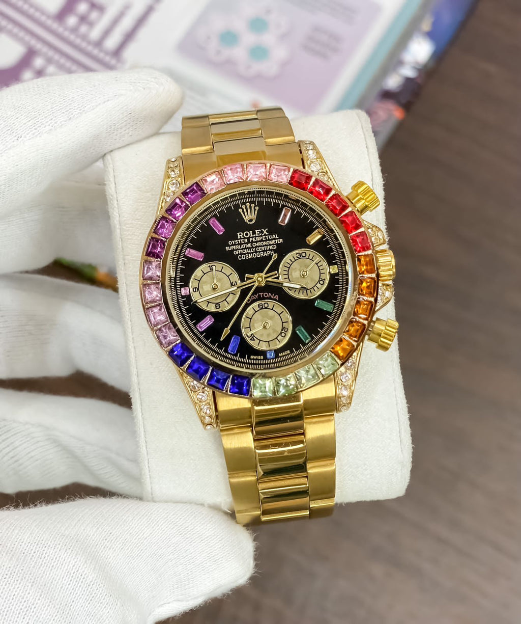 Rolex rainbow Golden Chronograph watch
