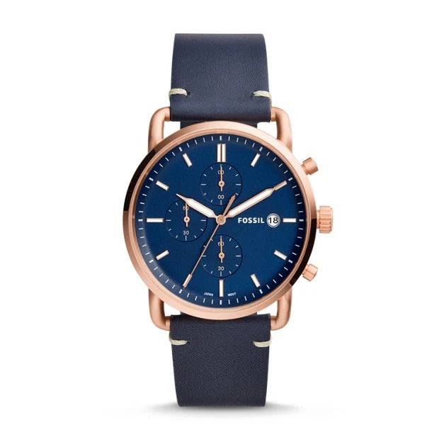 Fossil Commuter Blue Dial with Blue Leather Strap