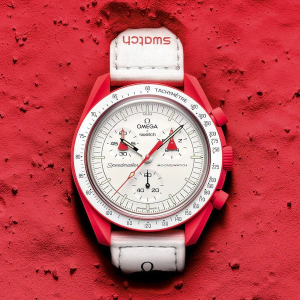 OMEGA X SWATCH MOONSWATCH Mission to Mars White Dial & Red Case/White Strap Bioceramic