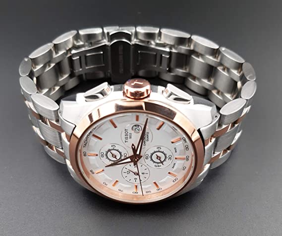 TISSOT Chronograph Dual Tone Watch for Man Silver Rose Gold