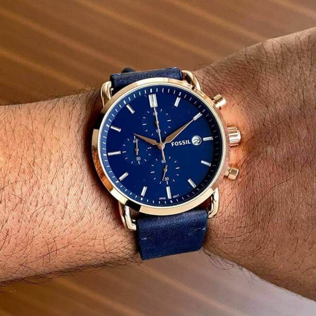 Fossil Commuter Blue Dial with Blue Leather Strap