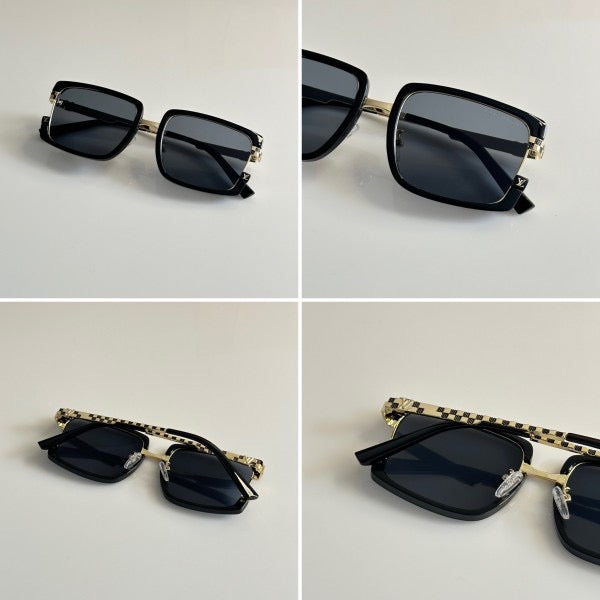 LOUIS VUITTON GOLD BLACK sunglasses WITH ORIGINAL BOX AND KIT
