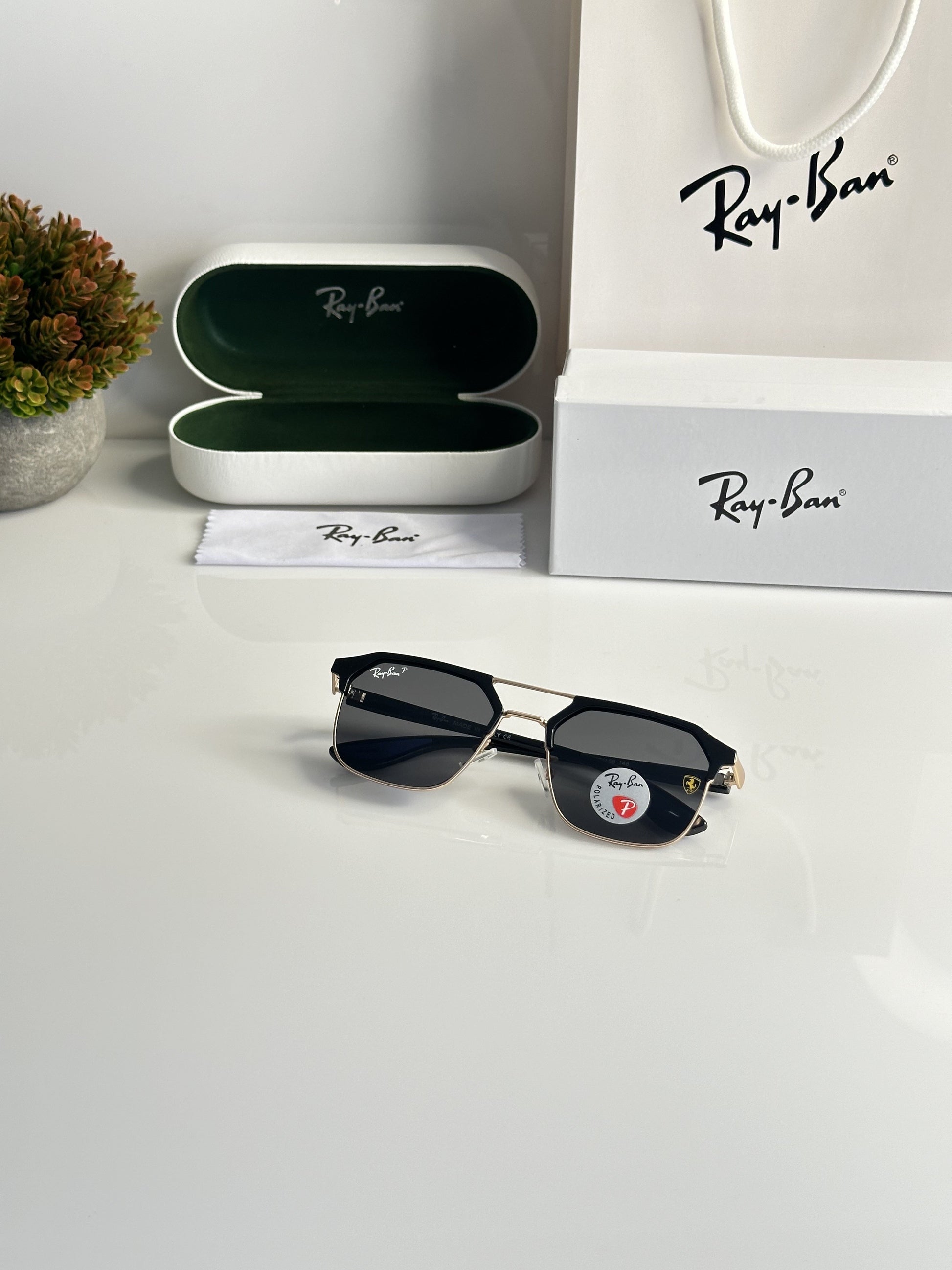 Rayban Gold Black with original box and kit