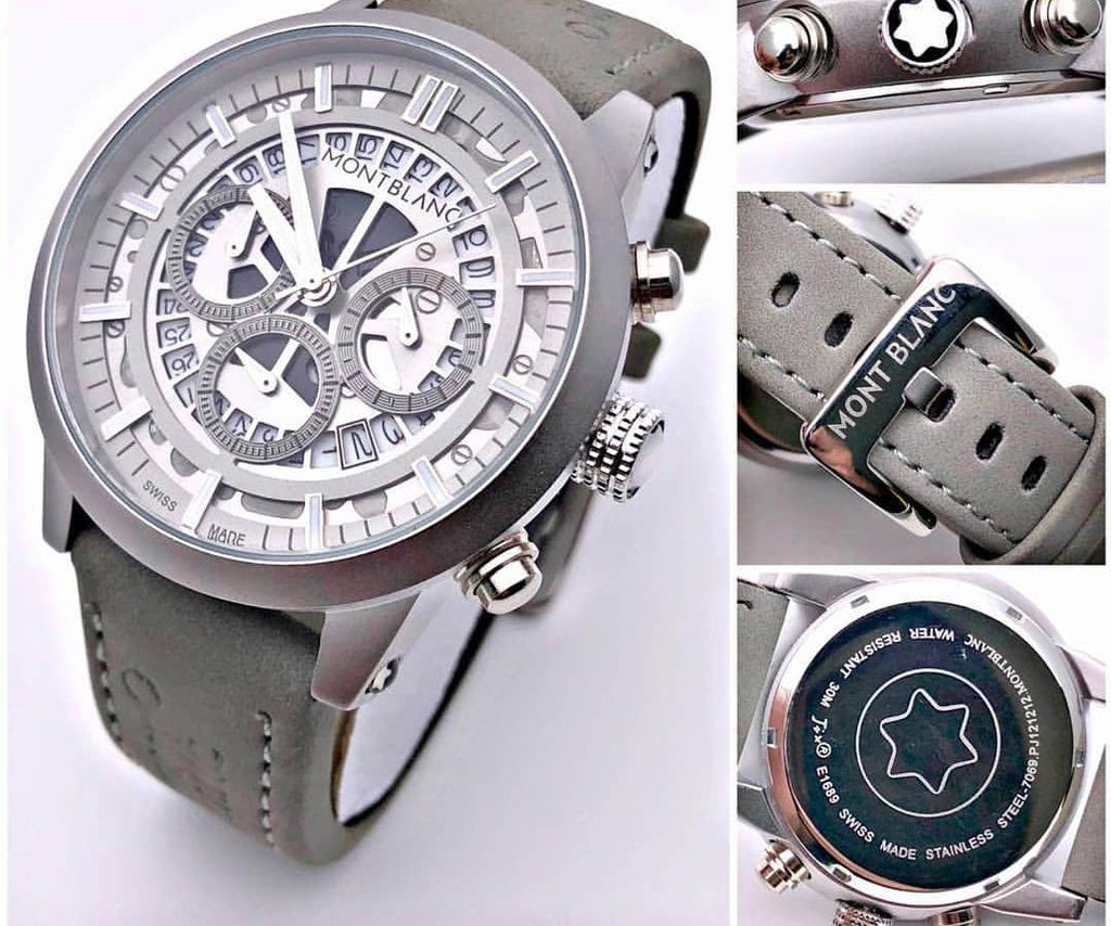 Mont Blanc Grey Chronograph Leather Men's watch