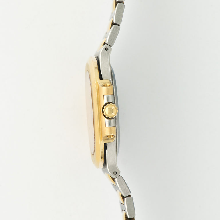 Patek Philippe Nautilus Mad Watch Quartz Movement White Dial Silver And Gold Strap Dated Watch For Men's