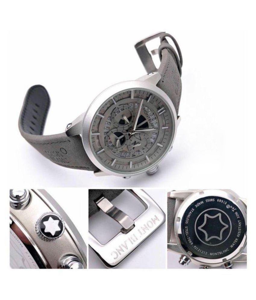 Mont Blanc Grey Chronograph Leather Men's watch