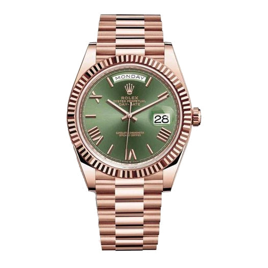 ROLEX OYSTER PERPETUAL Day-Date Green Dial Metal Watch (cell model)