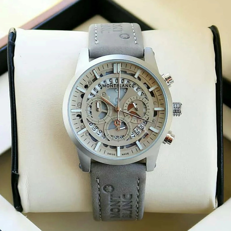 Mont Blanc Grey Chronograph Leather Men's watch