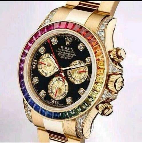 Rolex rainbow Golden Chronograph watch