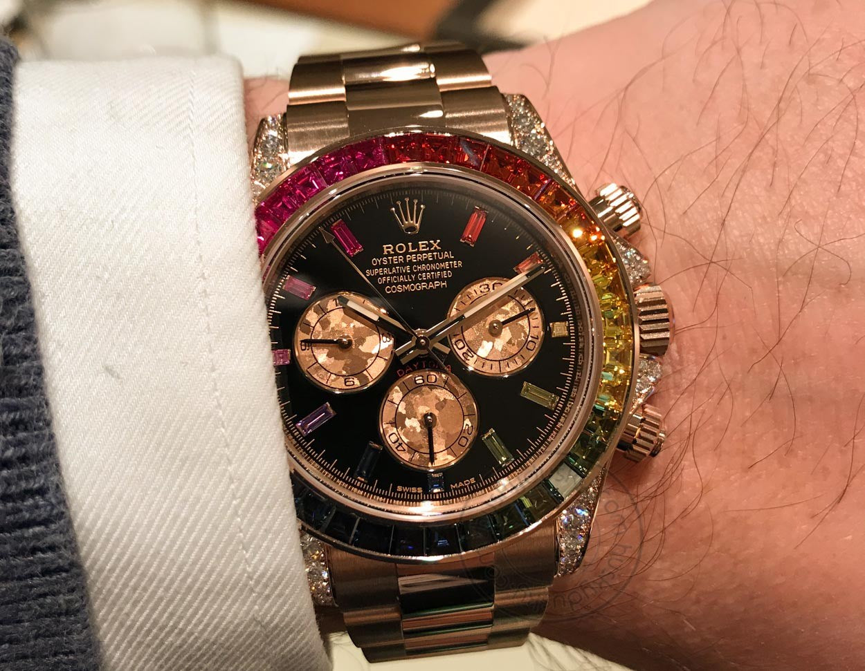 Rolex rainbow Golden Chronograph watch