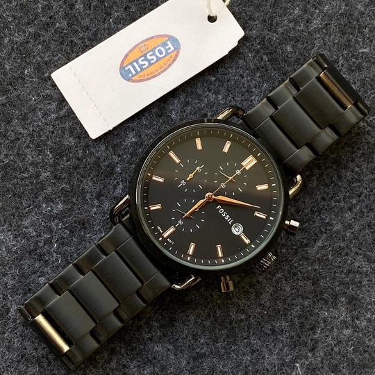 FOSSIL COMMUTER WITH FULL BLACK WITH CHAIN BELT