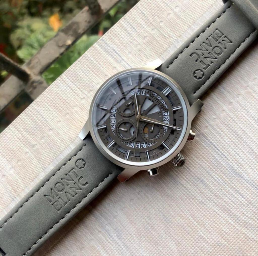 Mont Blanc Grey Chronograph Leather Men's watch