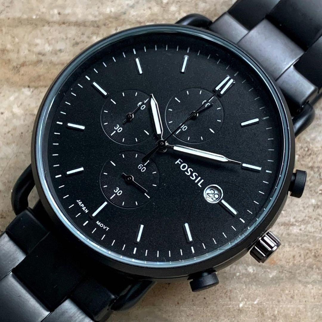 FOSSIL COMMUTER Black Dail with Chornograph Date working  Steel Straps Men's Watch