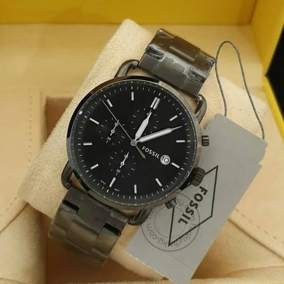FOSSIL COMMUTER Black Dail with Chornograph Date working  Steel Straps Men's Watch
