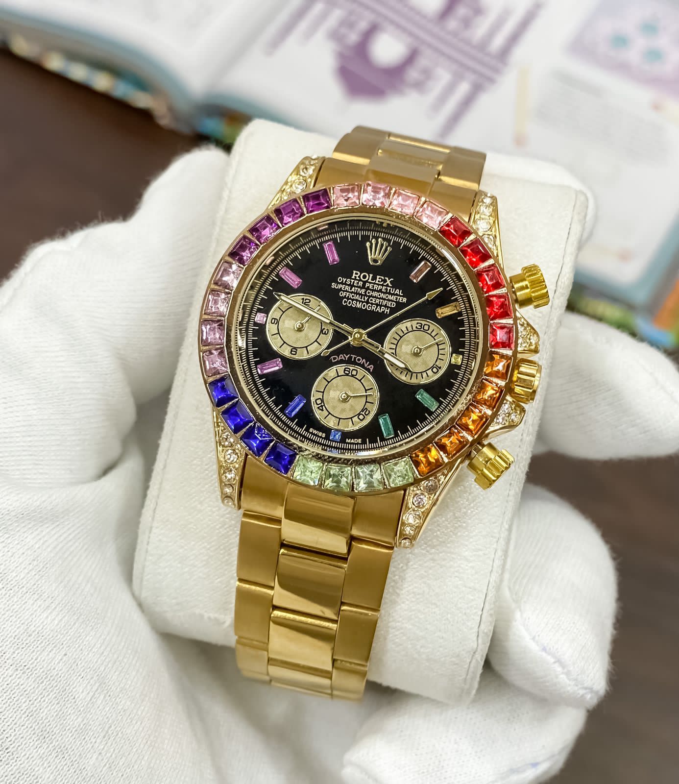 Rolex rainbow Golden Chronograph watch