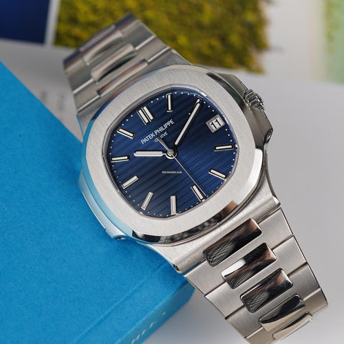 (Copy) Patek Philippe Nautilus Silver blue - Quartz Movement Dated Watch
