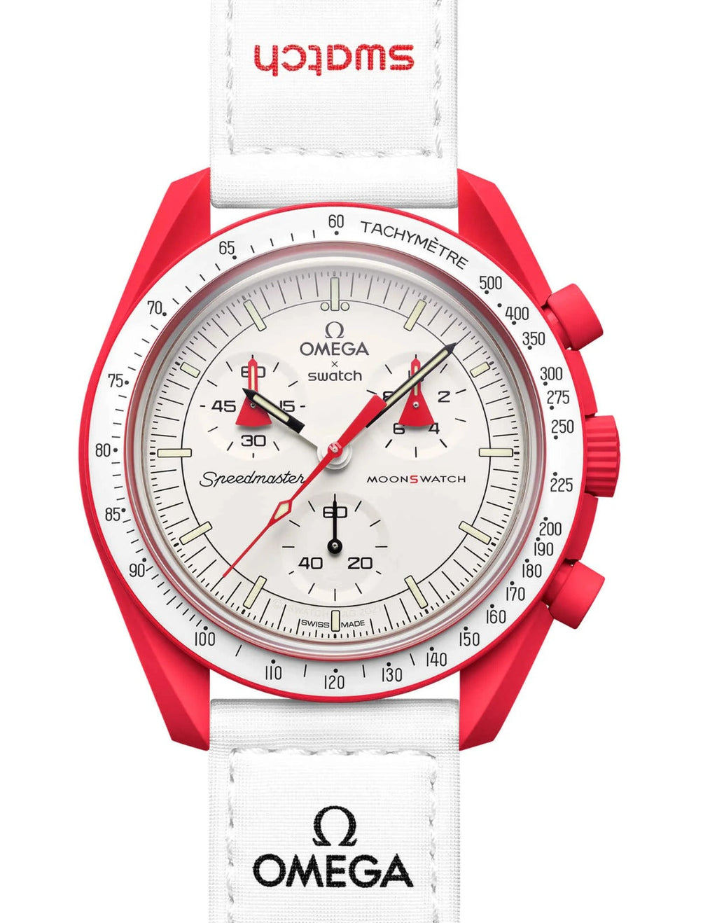 OMEGA X SWATCH MOONSWATCH Mission to Mars White Dial & Red Case/White Strap Bioceramic