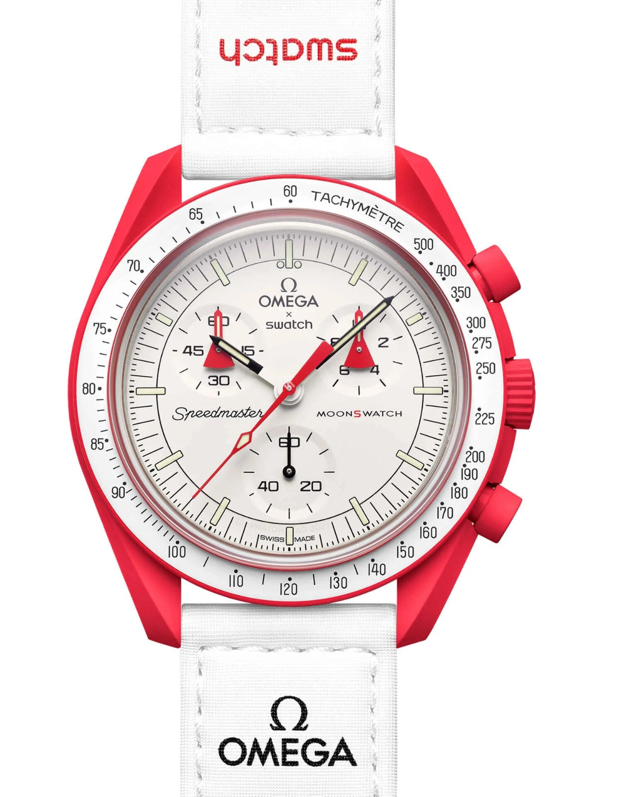 OMEGA X SWATCH MOONSWATCH Mission to Mars White Dial & Red Case/White Strap Bioceramic