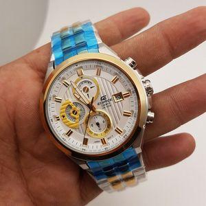 Edifice Chronograph Men's Watch With Silver Gold Color