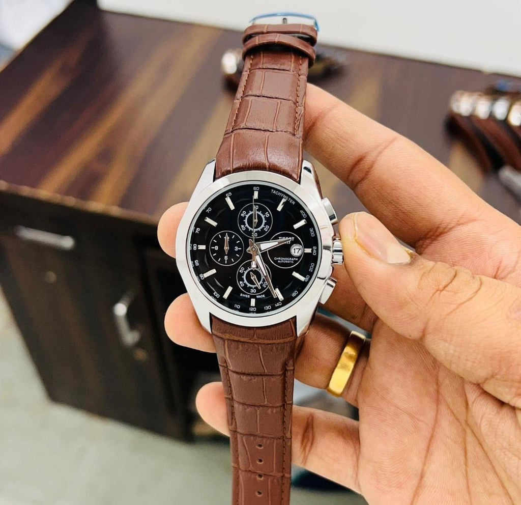 TISSOT TS-3833 Chronograph Brown Leather Watch for Men