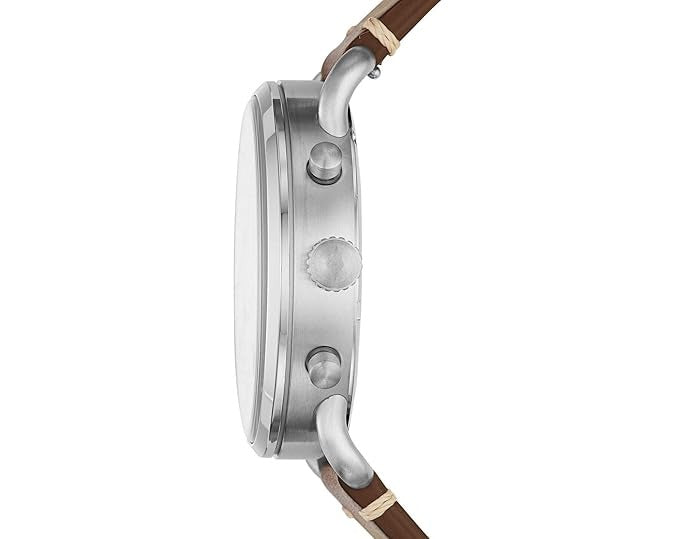 Fossil Commuter White Dial with Brown Leather Strap