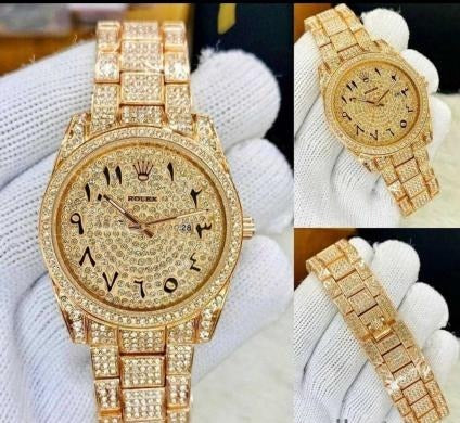 ROLEX ARABIC Gold Dial Watch For Men's And Women's