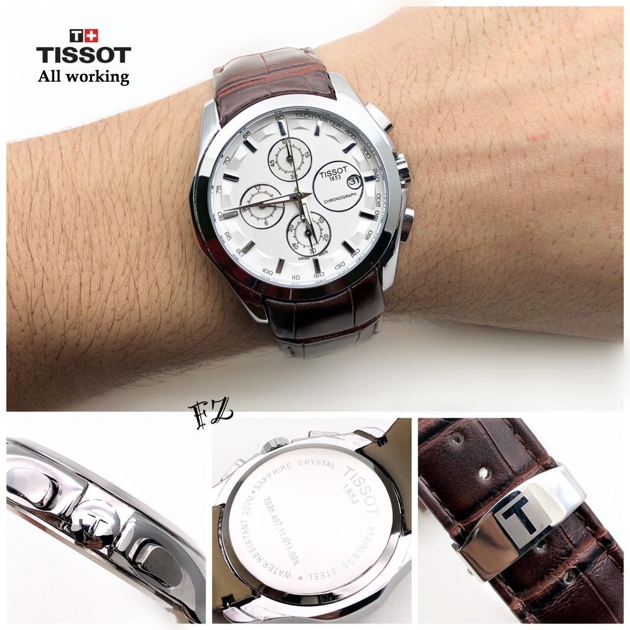 TISSOT TS-3823 Chronograph Brown Leather Mens Watch for Man