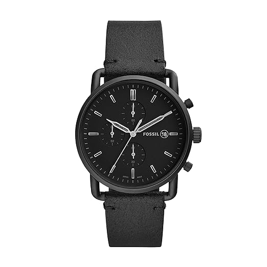 Fossil Commuter Black Dial with Leather Strap
