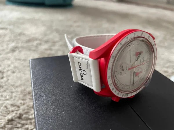 OMEGA X SWATCH MOONSWATCH Mission to Mars White Dial & Red Case/White Strap Bioceramic